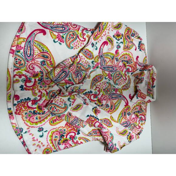 Emily Wonder Women’s Sz S Corduroy Pink Paisley Jacket Shacket Artsy Colorful - Picture 9 of 11